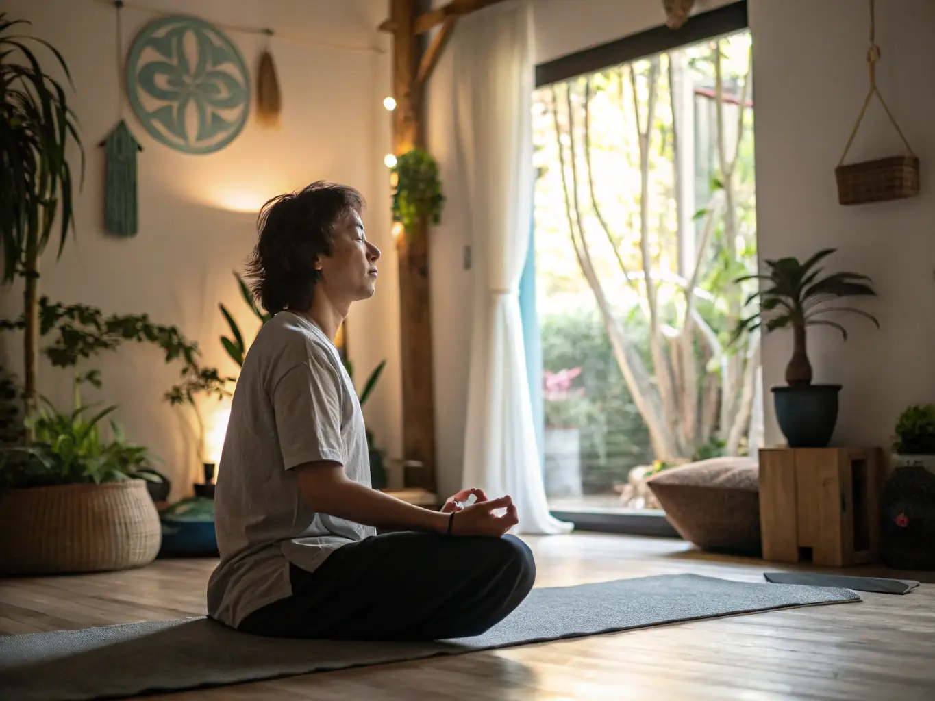 A person meditating in a serene environment, visualizing personal growth and investment opportunities, representing the focus on self-improvement and ROI.