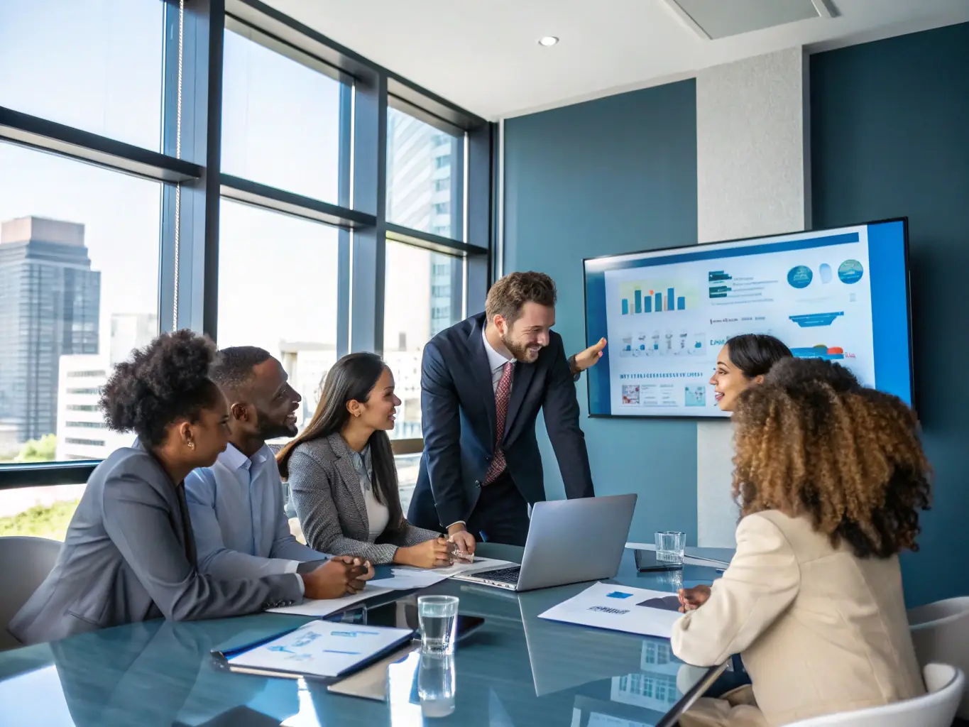 A diverse group of professionals collaborating in a workshop, brainstorming ideas and fostering a growth mindset, illustrating the collaborative and empowering environment of Hubrisbox.